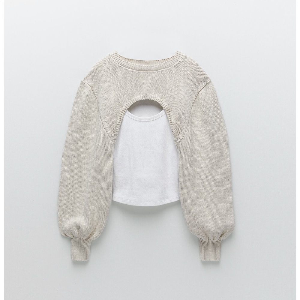BNWT Zara Combination Sweater Top Ecru Ref. 0219/428